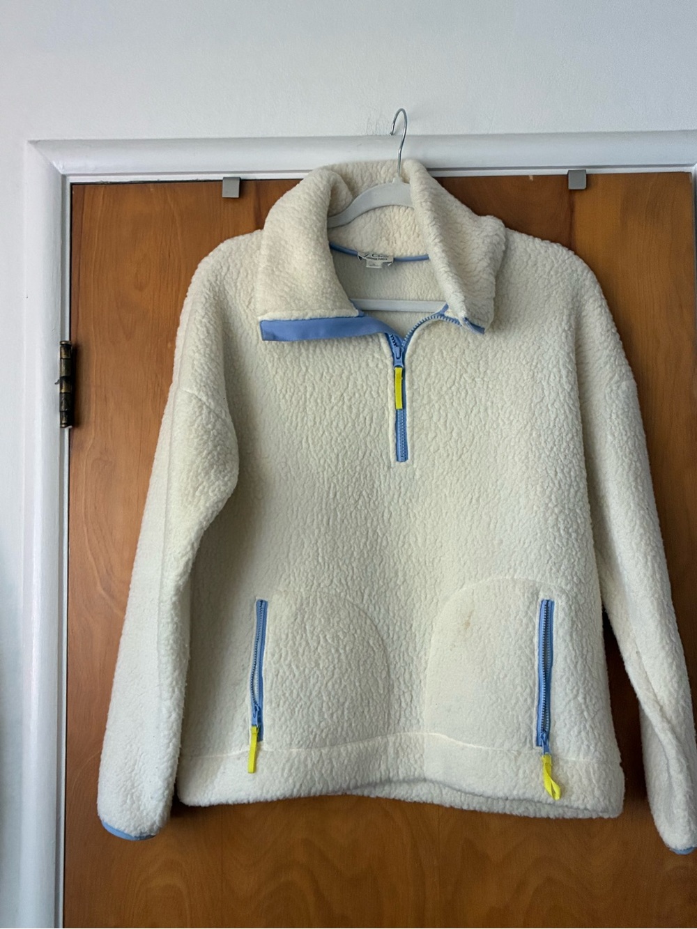 J.Crew Cream Sherpa Quarter-Zip Pullover Jacket